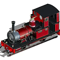 Vintage Red Steam Train With Black Chimney And Retro Design On Tracks