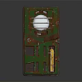 Vintage Green Cabinet With Metal Hardware Yellow Bottle And Decorative Storage Design