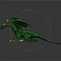 Green Dragon With Wings Yellow Spikes And Red Eyes On Gray Background