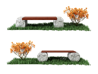 Modern Bench Garden Landscape Stone Bench 3d model