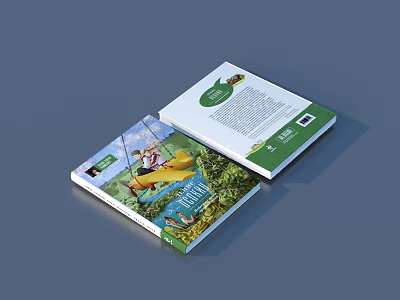 Two Illustrated Books With Natural Scene Cover And Green Design Elements 3d model