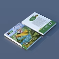 Two Illustrated Books With Natural Scene Cover And Green Design Elements