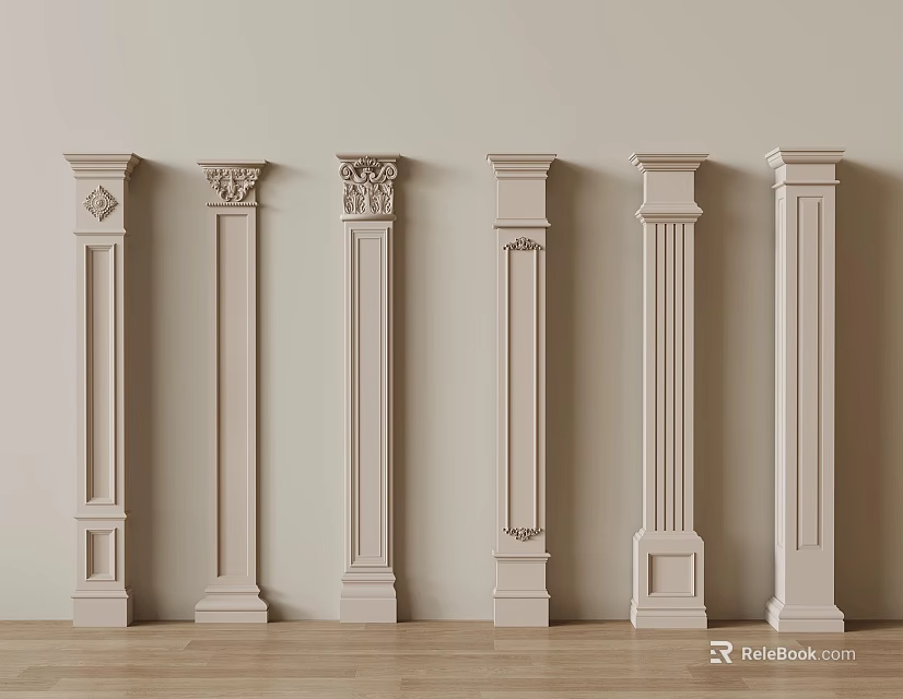 Decorative Columns in Various Styles for Interior Decoration Purposes 3d model 