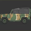 Military Style Camouflage Off Road Vehicle With Green Yellow Color And Black Soft Top