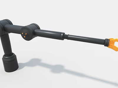 Industrial Robotic Arm Equipment With Black Frame And Yellow Gripper For Manufacturing Automation 3d model