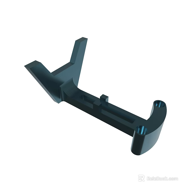 Black Mechanical Bracket Component With Protruding Arms And Mounting Holes 3d model 