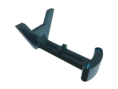 Black Mechanical Bracket Component With Protruding Arms And Mounting Holes 3d model