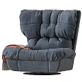 Plush Gray Single Seater Sofa with Puffy Backrest Armrests Pink Throw Blanket and Swivel Base