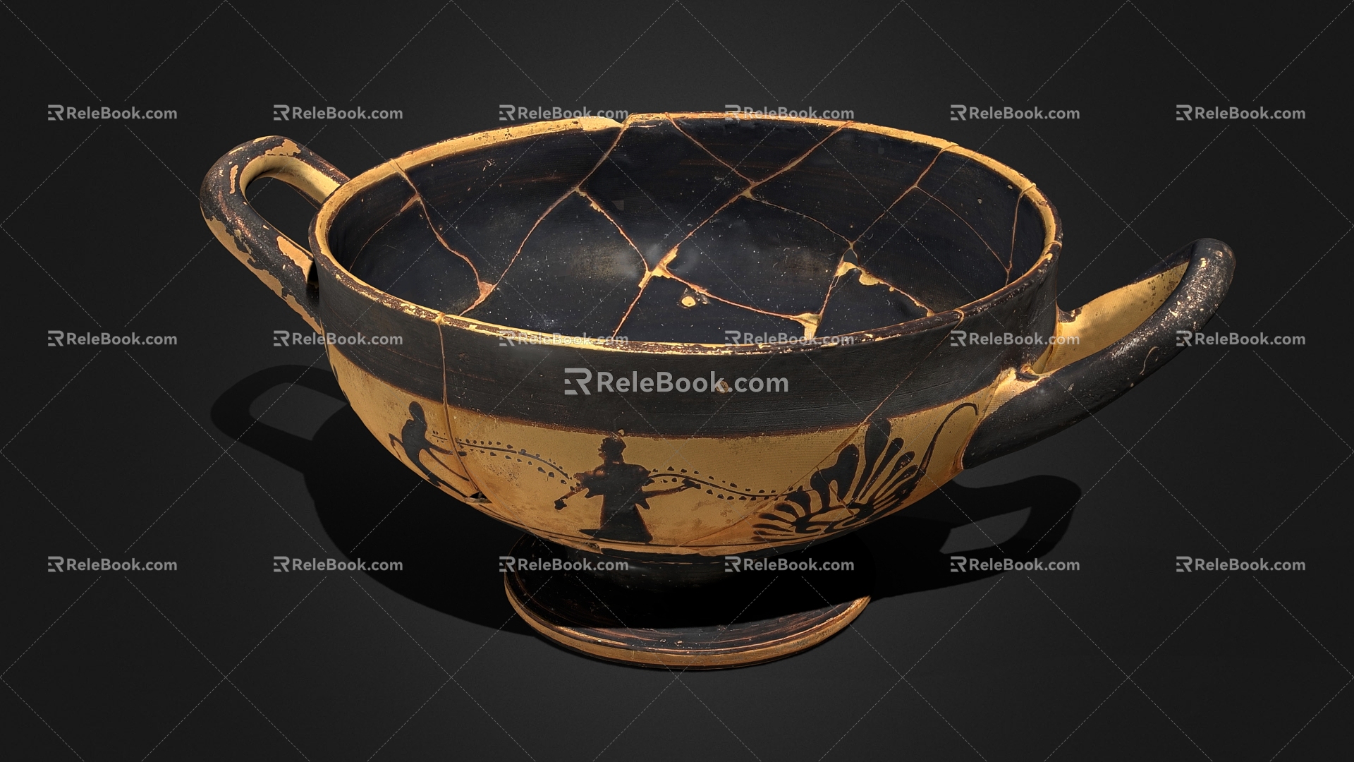 Antique Bowl Ceramic Pieces Archaeological Equipment 3d model