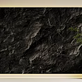 Black Rock Texture Background Wall With Green Plant And Marble Base 3d model
