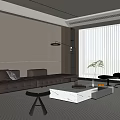 Modern Living Room Design With Brown Leather Sofa Marble Coffee Table And Black Accent Chair