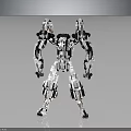 Futuristic Mechanical Robot Character In Black And White Standing Pose With Detailed Structure