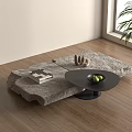 Quiet Modern Tea Table Stone Rectangular Stone Rock Fruit Plate Book Ornaments 3d model