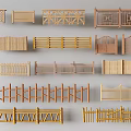 Display of Various Wooden and Bamboo Railings With Different Decorative Design Styles