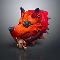 Futuristic Orange Wolf Character Design With One Eyed Goggle Spiked Collar And Small Skull