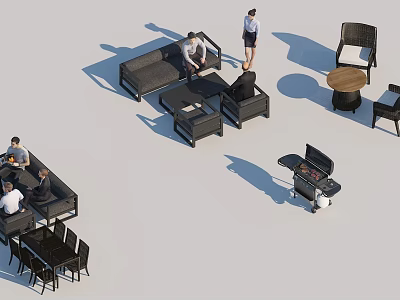 Outdoor Sofa Set with Matching Chairs and Coffee Table for Patio Leisure 3d model