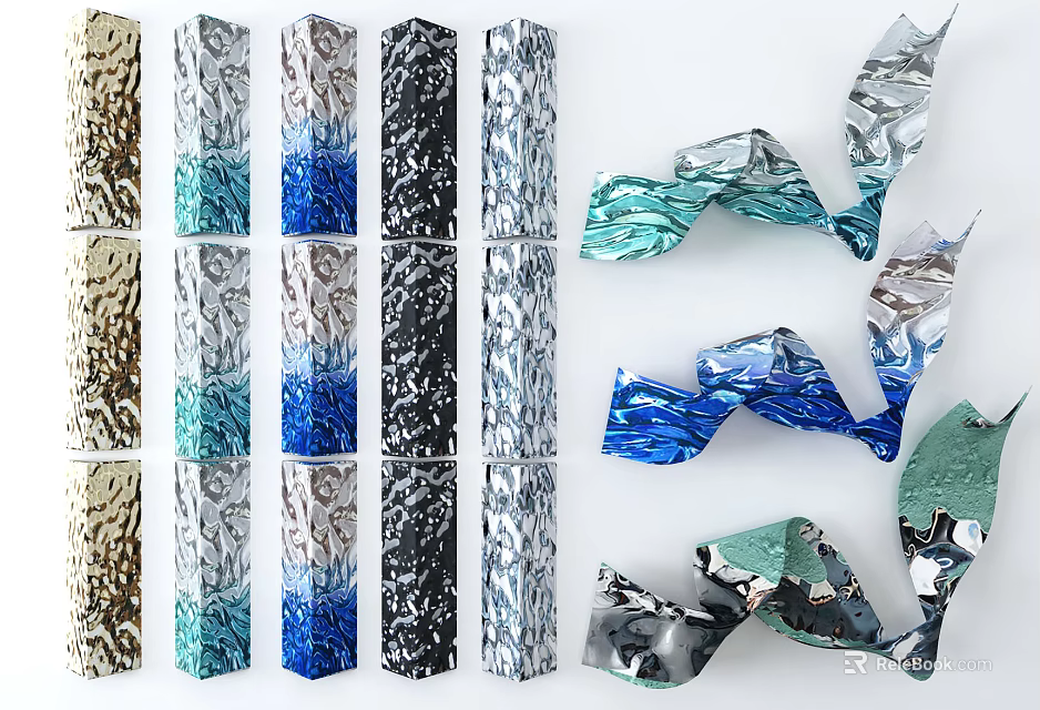 Colorful Textured Wall Decor With Modern Gradient Panels And Abstract 3D Designs 3d model 
