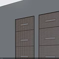 Three Hinged Doors With Grid Pattern Side By Side On Light Wall And Smooth Floor