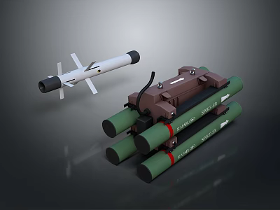Modern Tactical Weapons System With Military Missiles And Launcher Components 3d model