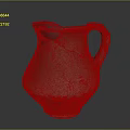 Sculptural Carving Of Ancient Handcrafted Clay Jug With Cracked Handle And Details