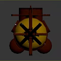 Yellow And Red Cartoon Submarine Model With Round Windows And Propeller