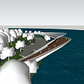 Curved viewing platform viewing corridor landscape bridge 3d model