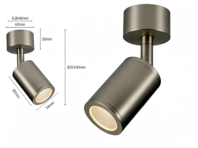 Modern Ceiling Mounted Downlight Spotlight With Metal Body 56mm Diameter 90mm Height 3d model