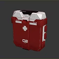 Red Industrial Oxygen Supply Equipment With White Cross And O2 Label In Protective Case