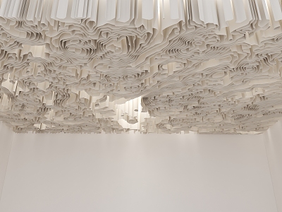 Cloud chandelier special-shaped ceiling special-shaped ceiling random curled corrugated ceiling paper wave ceiling 3d model