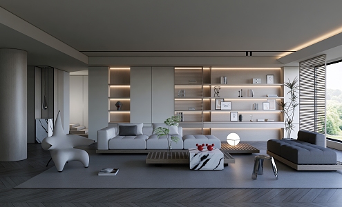 Quiet living room home living room 3d model