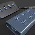 Modern USB hub port plug-in charger data cable 3d model