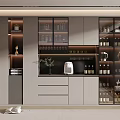 Elegant Modern Wine Cabinet With Glass Doors And Interior Lighting Displaying Wine Bottles