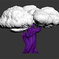 Unique Artistic Tree With Purple Trunk And White Cloud Like Top Structure