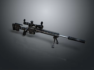 High Precision Tactical Sniper Rifle With Scope Bipod And Long Barrel Design 3d model