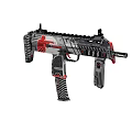 Custom Tactical Submachine Gun With Black White Red Graphic Pattern And Decorative Details