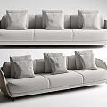 Modern three-seat sofa multiplayer sofa 3d model