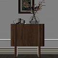 Wooden Corner Table With Vase Flowers And White Cups Home Decor