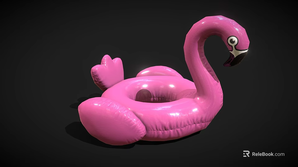 Pink Flamingo Shaped Inflatable Swimming Ring for Summer Water Sports Activities 3d model 