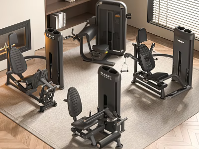 Modern Home Gym Setup With Various Fitness Equipment And Training Machines 3d model