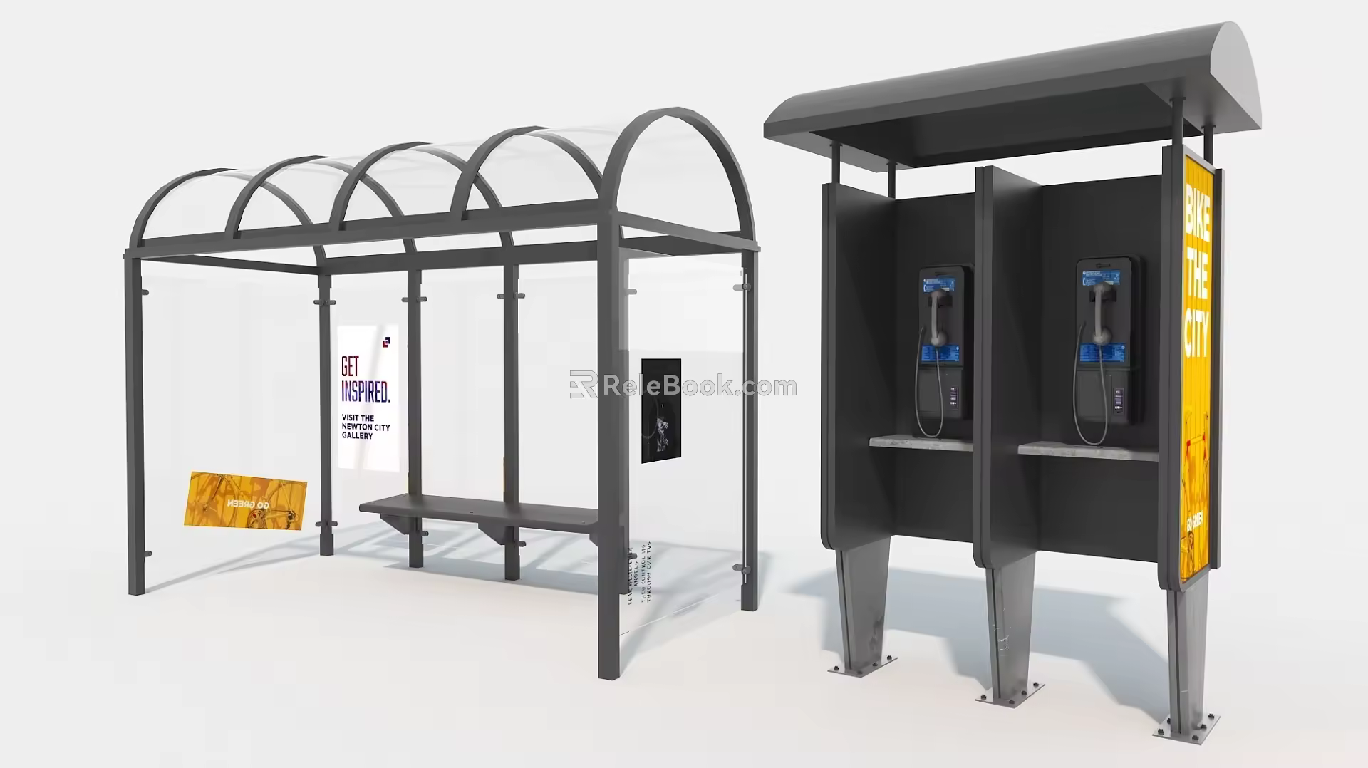 Bus platform telephone booth 3d model
