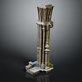 Classical Architectural Column With Intricate Carvings Base And Grayish White Tone
