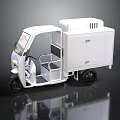 White Three Wheeler Delivery Vehicle With Cargo Box And Open Cabin