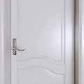 White Interior Hinged Door With Decorative Panels And Metal Handle 3d model