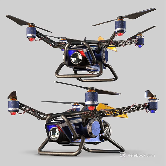 Smart Drone With Camera Propellers LED Lights And Sturdy Frame Structure Design 3d model