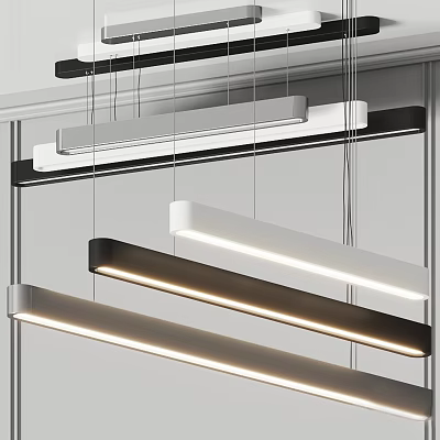 Modern Long Linear Pendant Lights In Black And White Design For Interior Decor 3d model