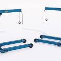 Blue Mobile Industrial Gantry Cranes With Wheels Chains And Hooks 3d model