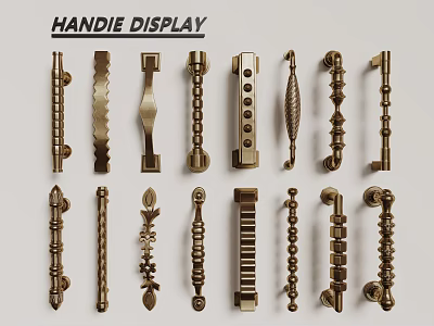 French Retro Metal Handle European Style Long Handle Door Handle 3d model