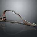 Antique Metal Hook With Curved Shape And Rustic Patina For Household Use