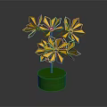 Colorful Flower Shaped Decorative Ornament Set With Multicolored Petals And Green Base