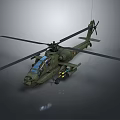 Military Attack Helicopter with Green Airframe Rotors Weapons Cockpit and Design Features
